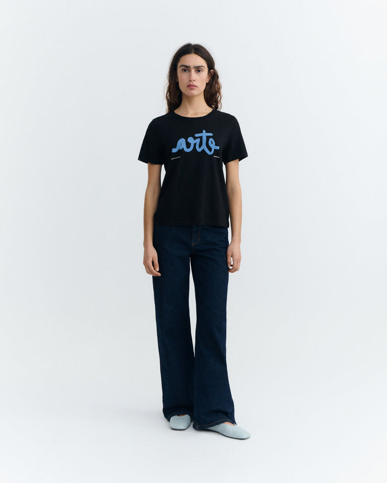 Camiseta negra arte Ida sostenible - 2