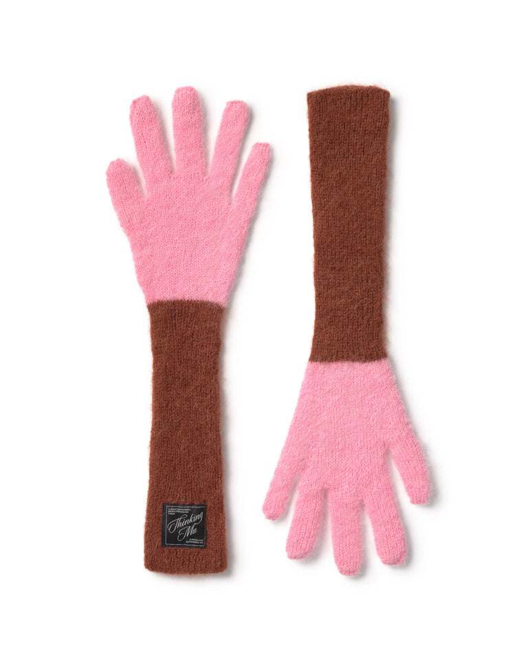 Guantes lana alpaca rosa y marrón sostenible silueta - 1