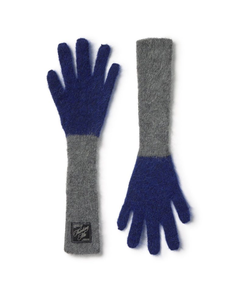 Guantes lana alpaca gris y navy sostenible silueta - 1